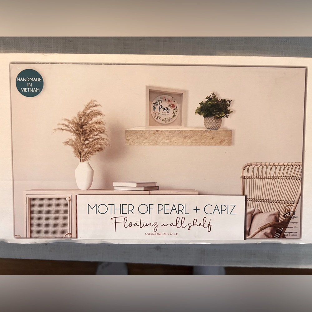 Mother of Pearl and Capiz Floating Shelf 24x6x4 inches